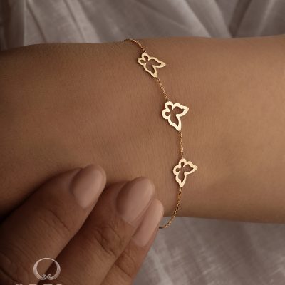 دستبند طلا ۱۸ عیار طرح شاپرک