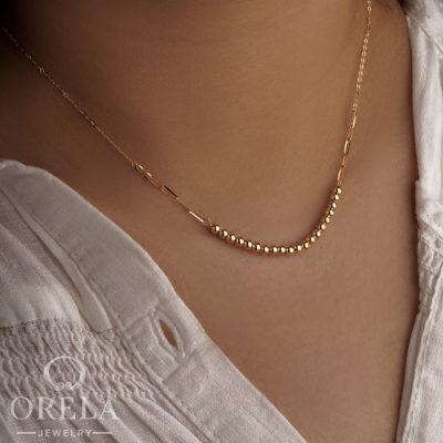 گردنبند طلا ۱۸ عیار گوی و هرمس لوکس