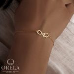 دستبند طلا ۱۸ عیار طرح love بینهایت